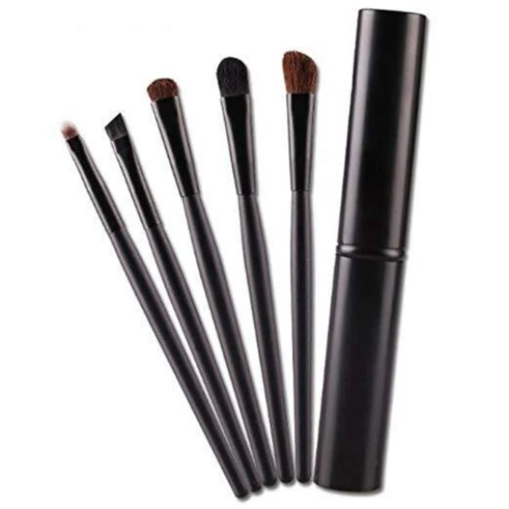 Travel 5pcs. Eye Shadow brush set with tube cylinder.